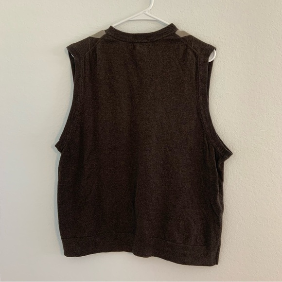 Vintage Structure Academia Brown Diamonds Argyle Sleeveless Grandpa Sweater Vest - Picture 4 of 7